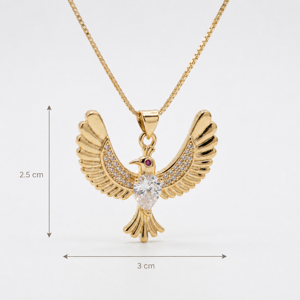 Collar Ave Fénix Bañado en Oro 18K