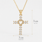 Collar Cruz Corazón Bañado en Oro 18K | Dulcymar Accesorios