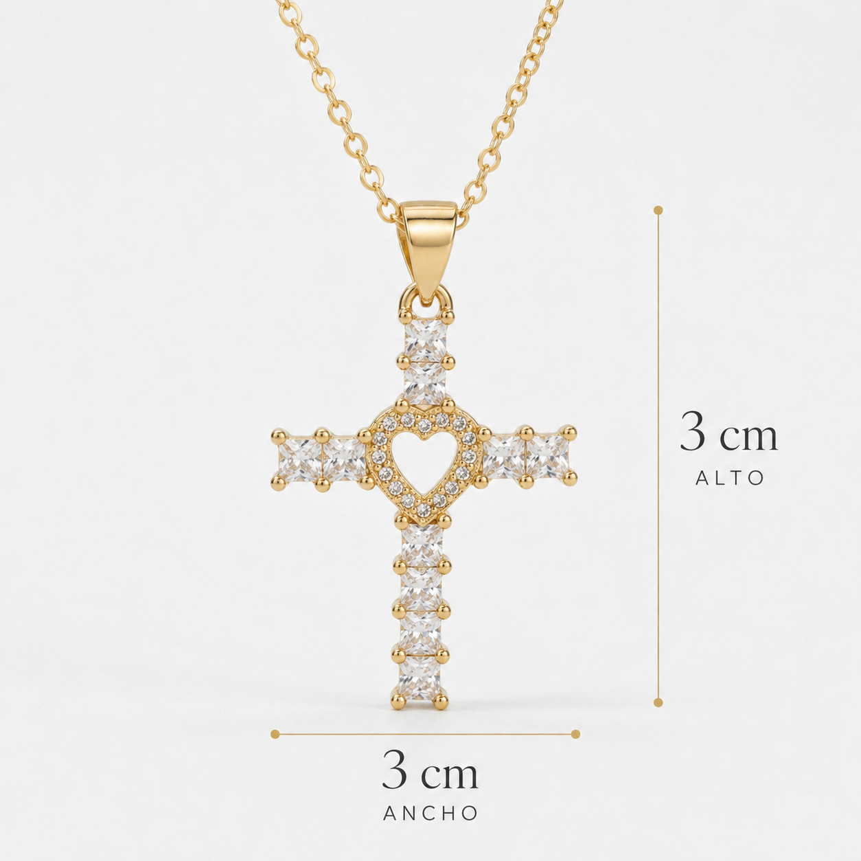 Collar Cruz Corazón Bañado en Oro 18K | Dulcymar Accesorios