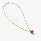 Collar Hongo Rojo Bañado en Oro 18K