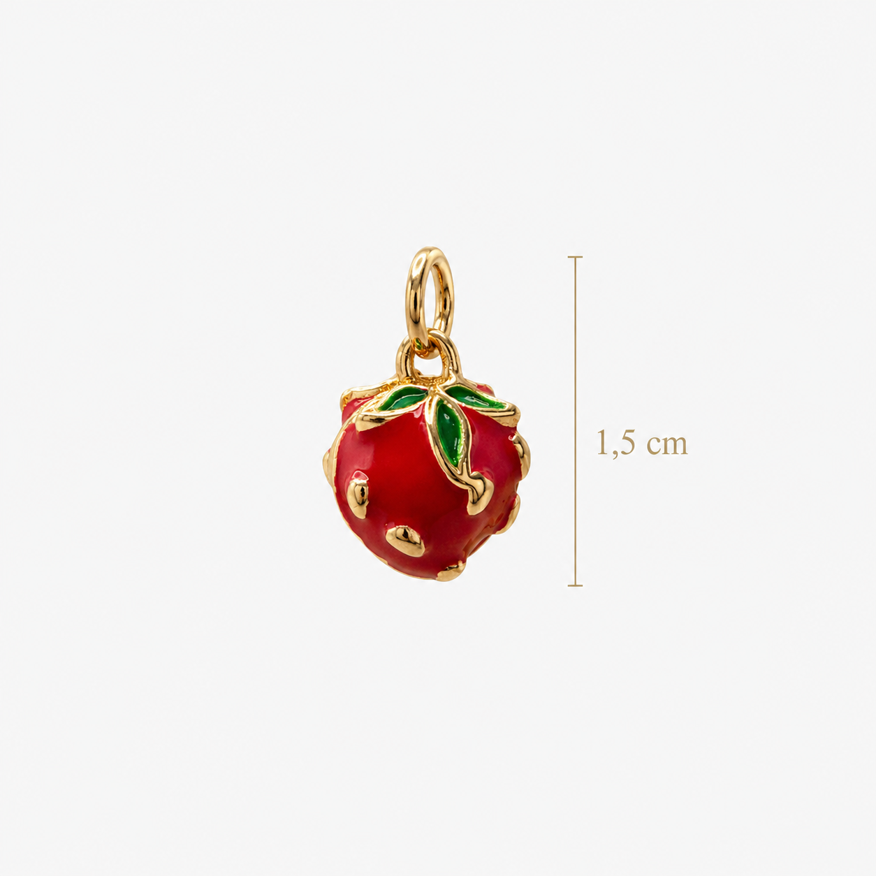 Collar Fresa Roja Bañado en Oro 18K