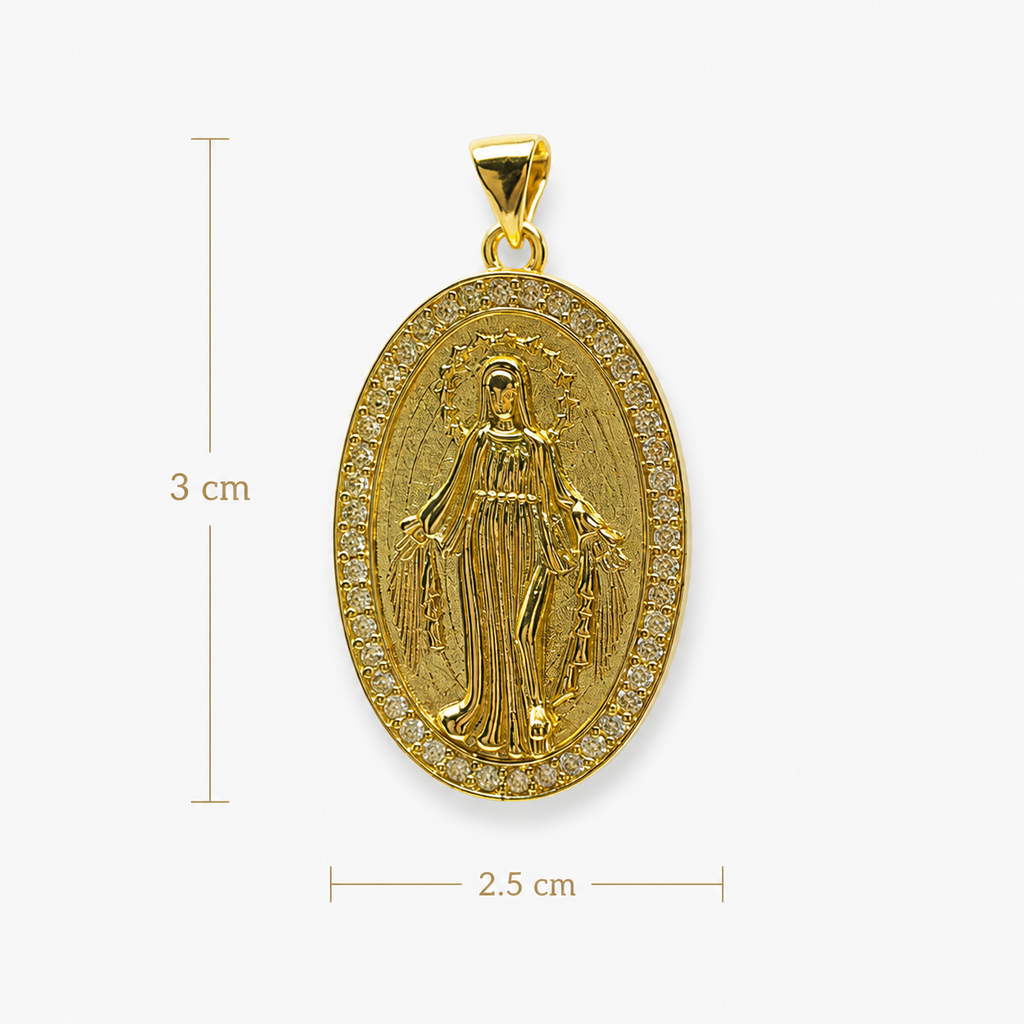 Collar Virgen Milagrosa Bañado en Oro 18K