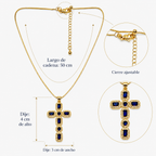 Collar Cruz Royale Baño de Oro 18K y Circones