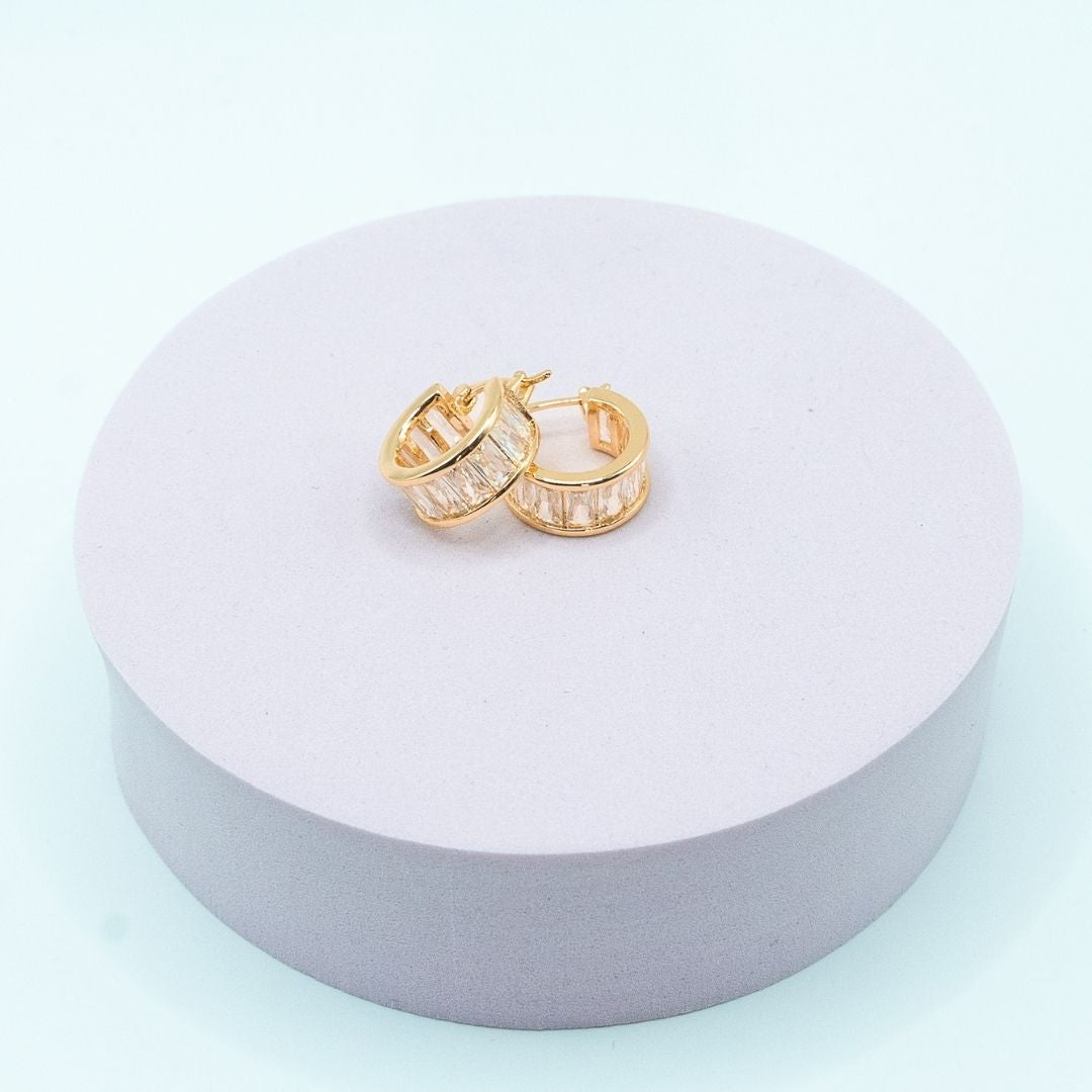 Argollas Cristal Bañadas en Oro 24K