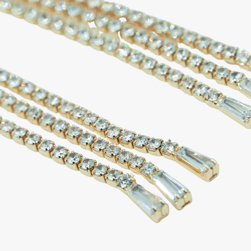 Aros Cascada Cristal Bañados en Oro 24K