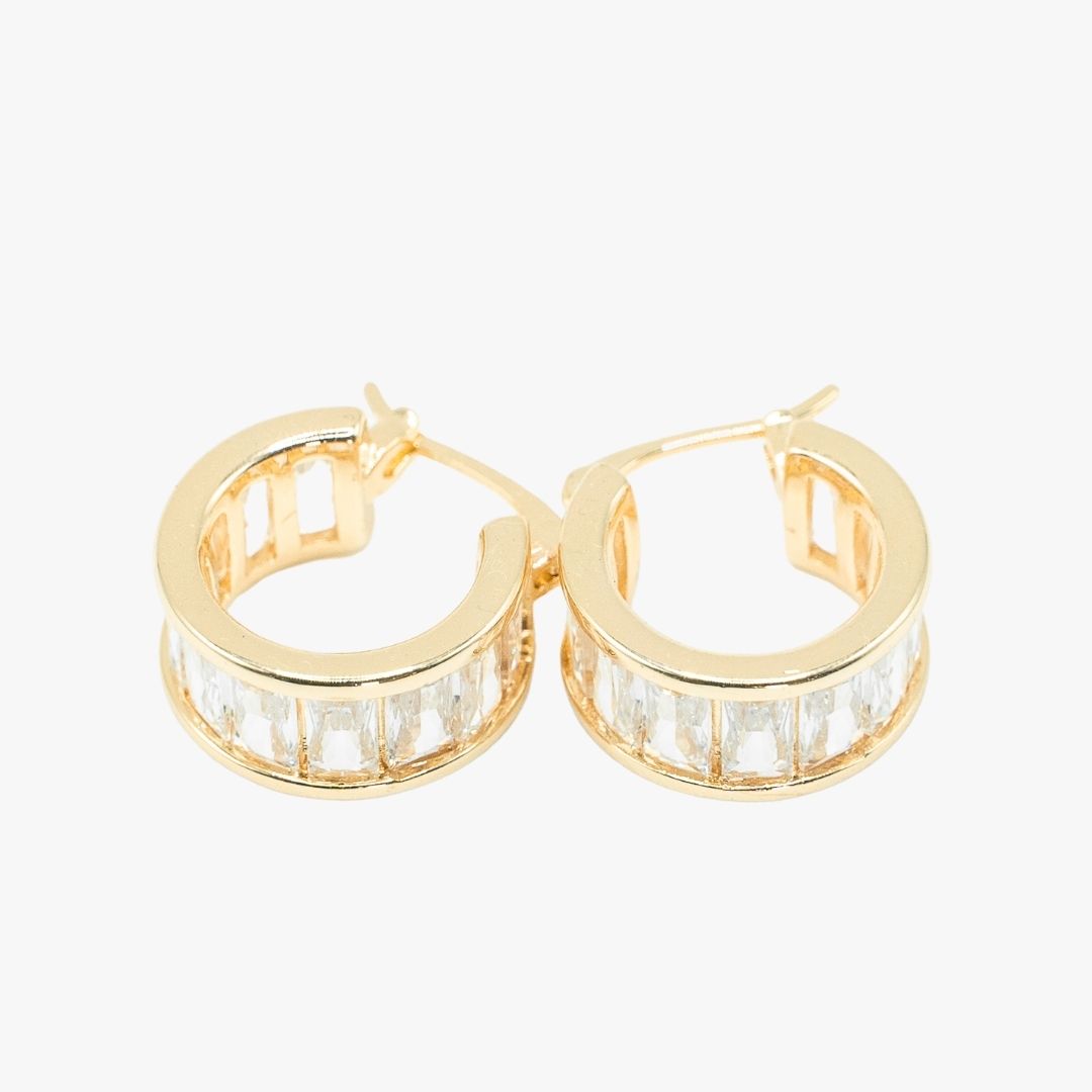 Argollas Cristal Bañadas en Oro 24K