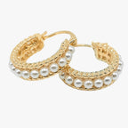Argollas Mini Perlas  Bañadas en Oro 18k