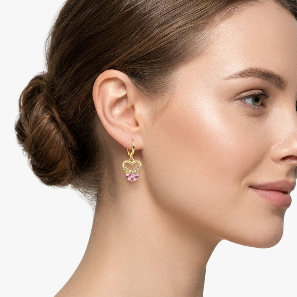 Aros Corazón Rosé Bañados en Oro 24K