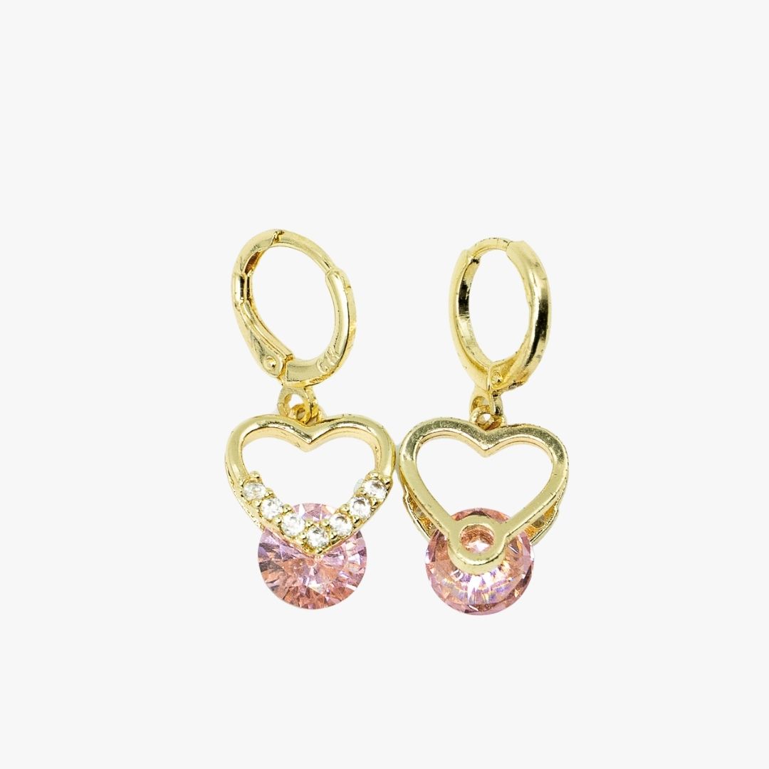 Aros Corazón Rosé Bañados en Oro 24K