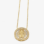 Collar San Benito Pasador Bañado en Oro 18K