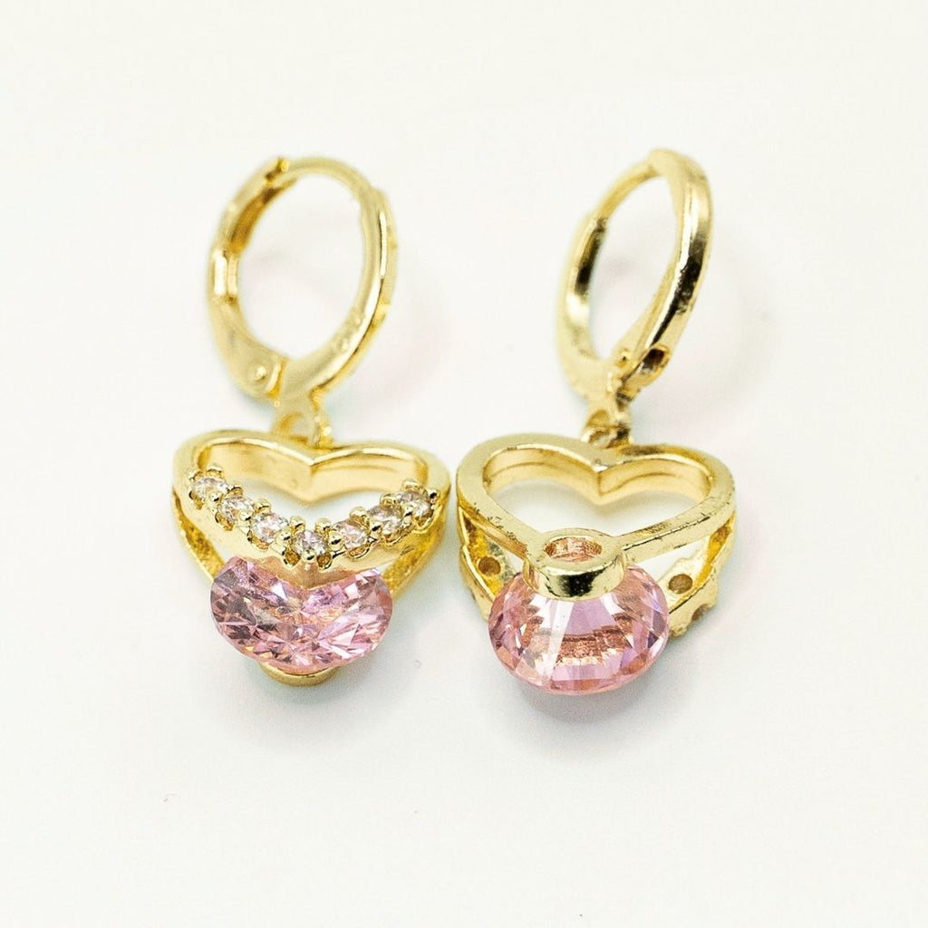 Aros Corazón Rosé Bañados en Oro 24K