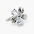 Ear Cuff Plateado Flor con Circones