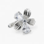 Ear Cuff Plateado Flor con Circones