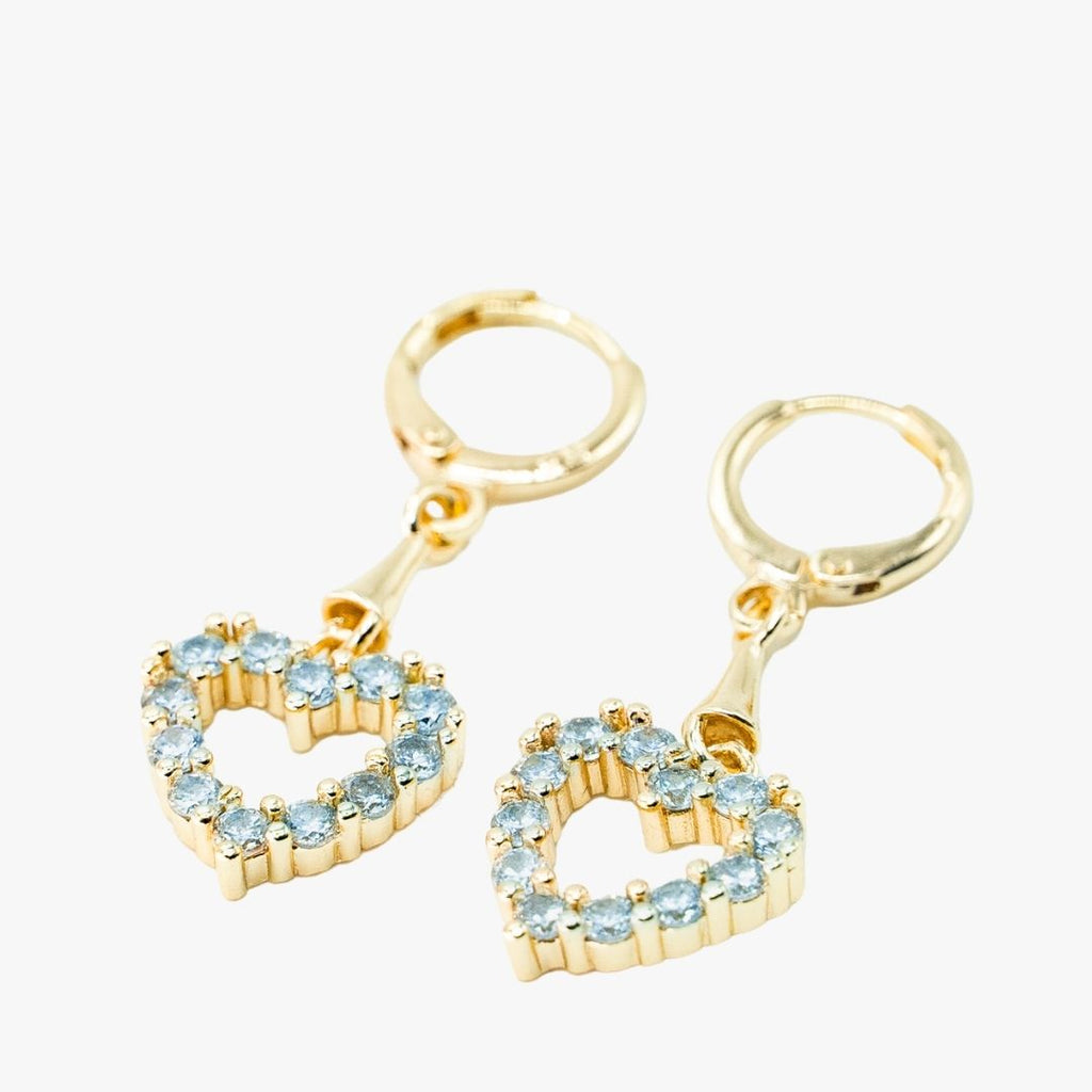 Aros Corazón con Circones Bañados en Oro