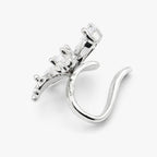 Ear Cuff Plateado Flor con Circones