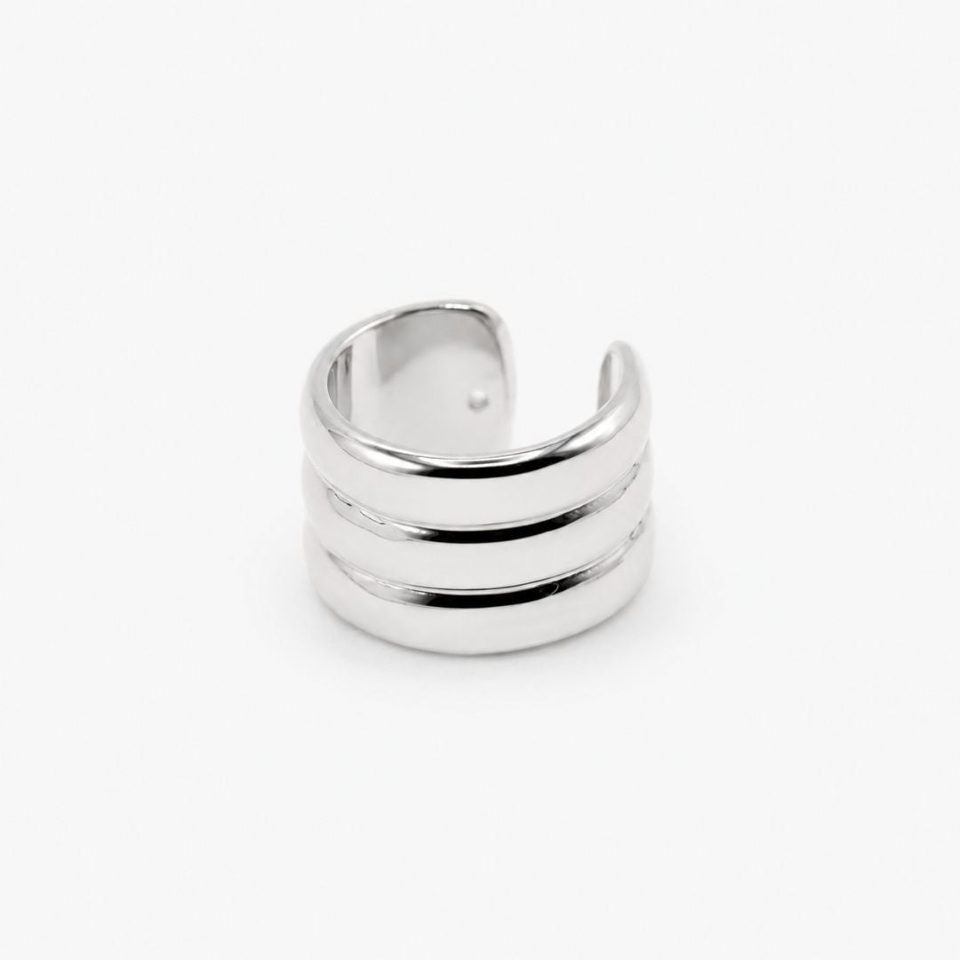 Ear Cuff Plateado Triple Línea