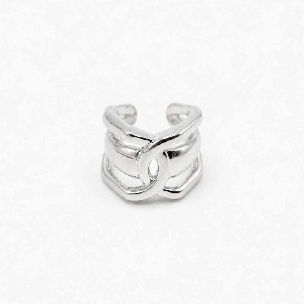 Ear Cuff Plateado Entrelazado