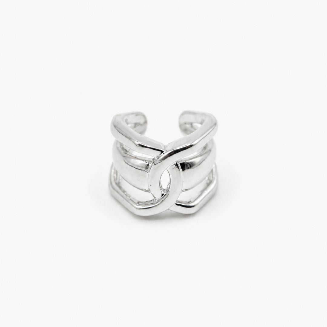 Ear Cuff Plateado Entrelazado