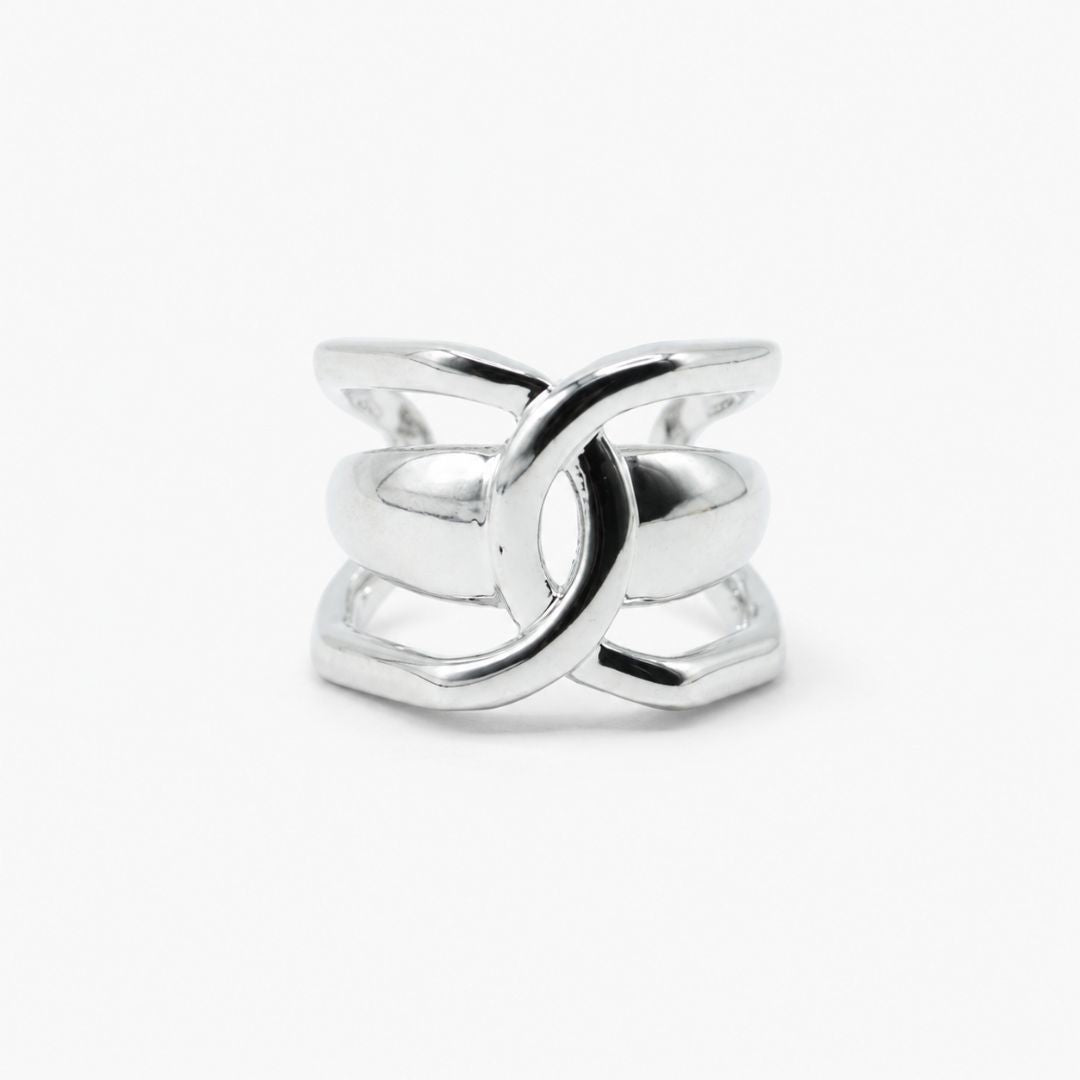 Ear Cuff Plateado Entrelazado