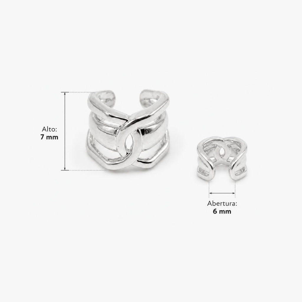Ear Cuff Plateado Entrelazado