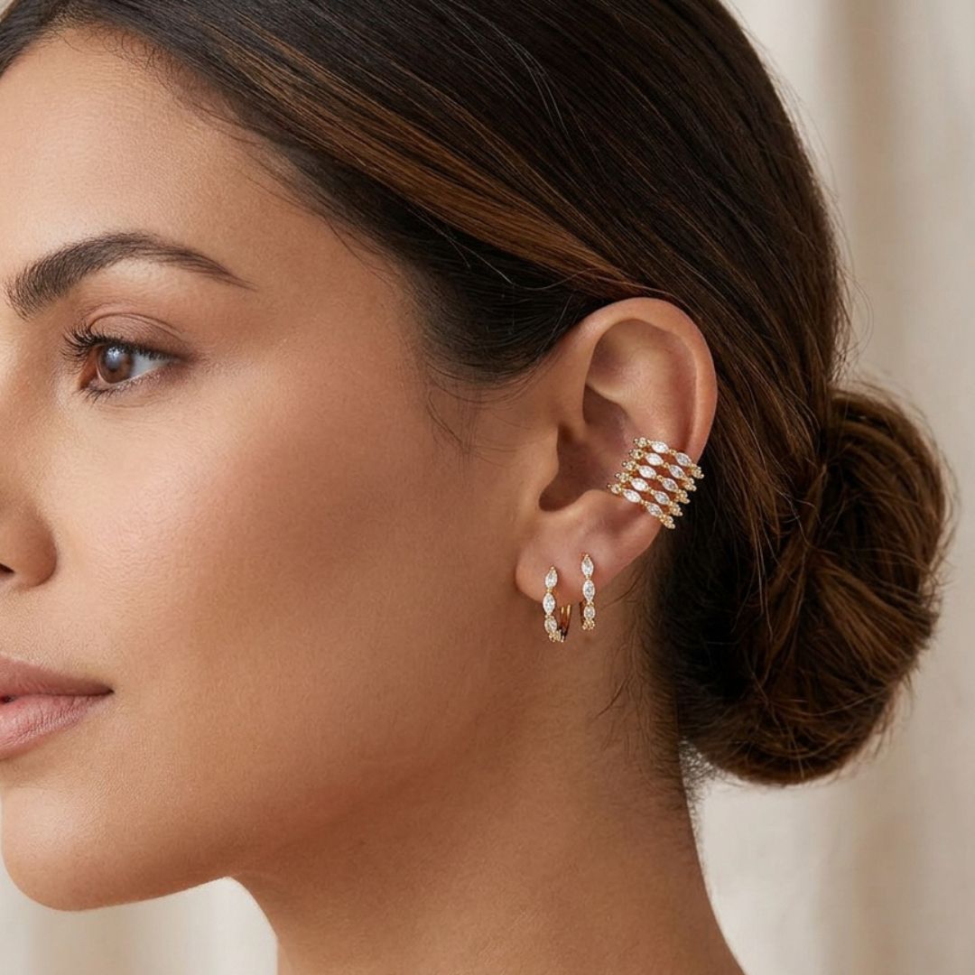 Ear Cuff Pavé Bañado en Oro 18k