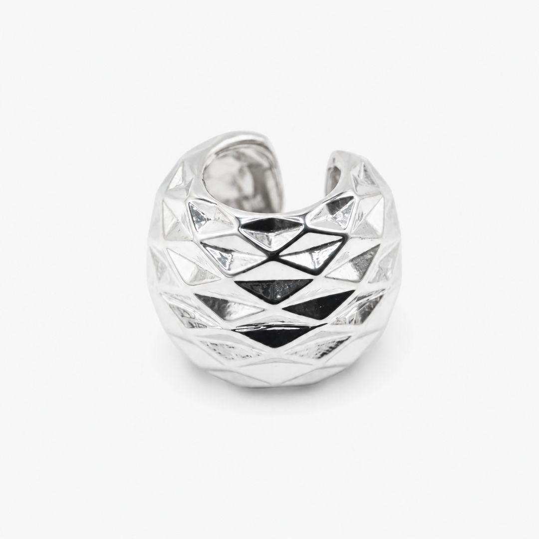 Ear Cuff Plateado Geométrico