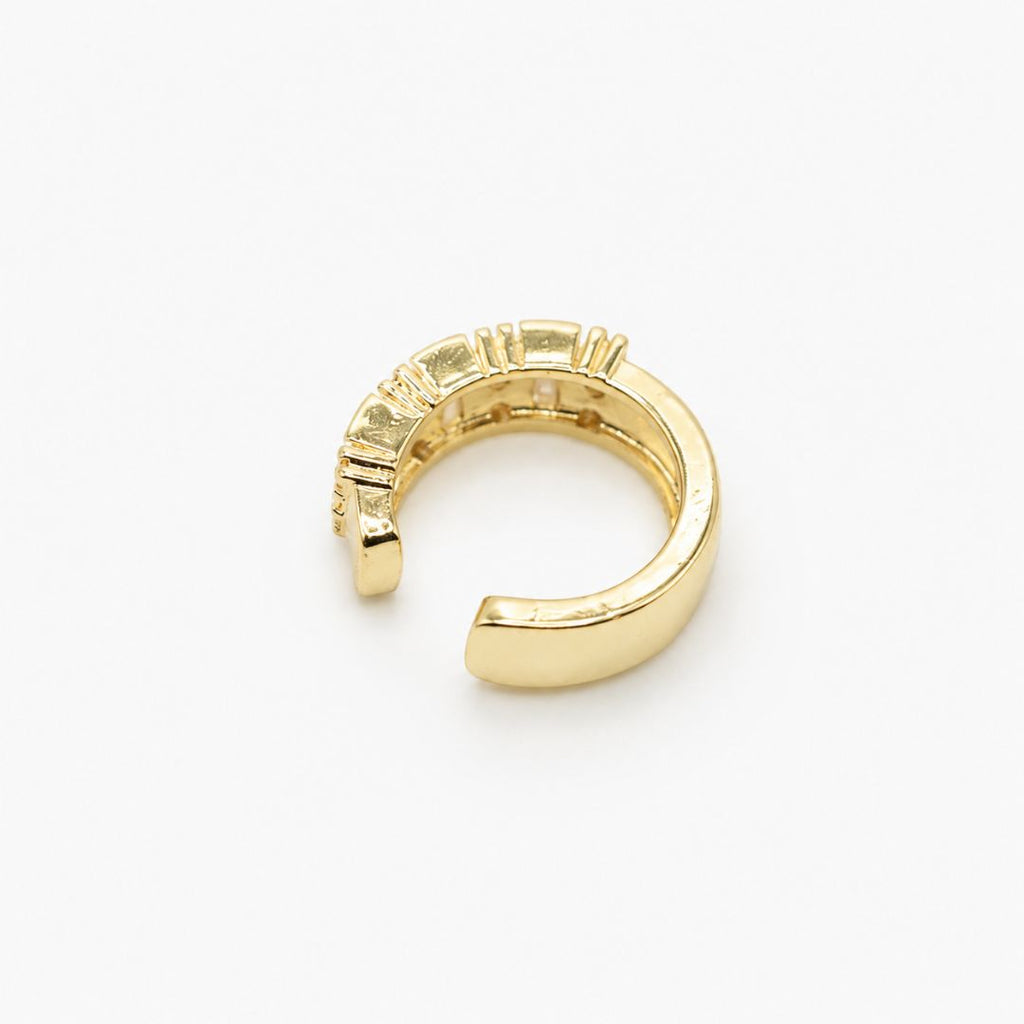 Ear Cuff Baguette Dorado con Circones