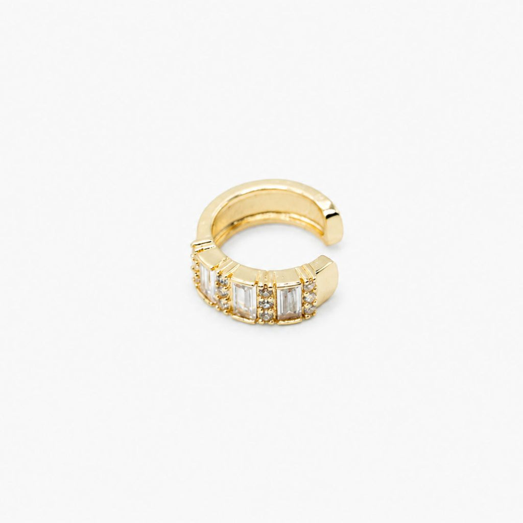 Ear Cuff Baguette Dorado con Circones
