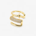 Ear Cuff Triple Clavo con Circones Baño de Oro 18K