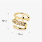 Ear Cuff Triple Clavo con Circones Baño de Oro 18K