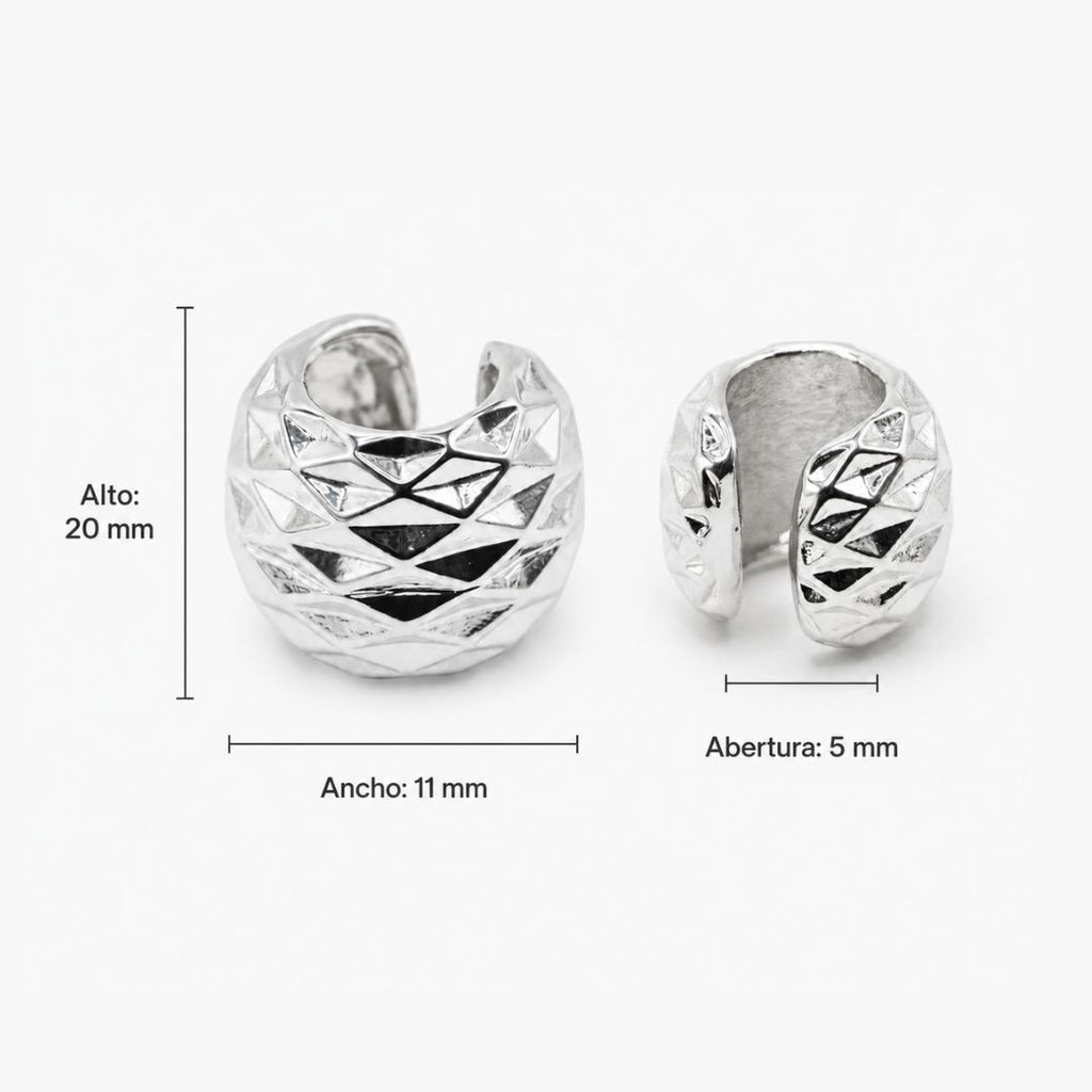 Ear Cuff Plateado Geométrico