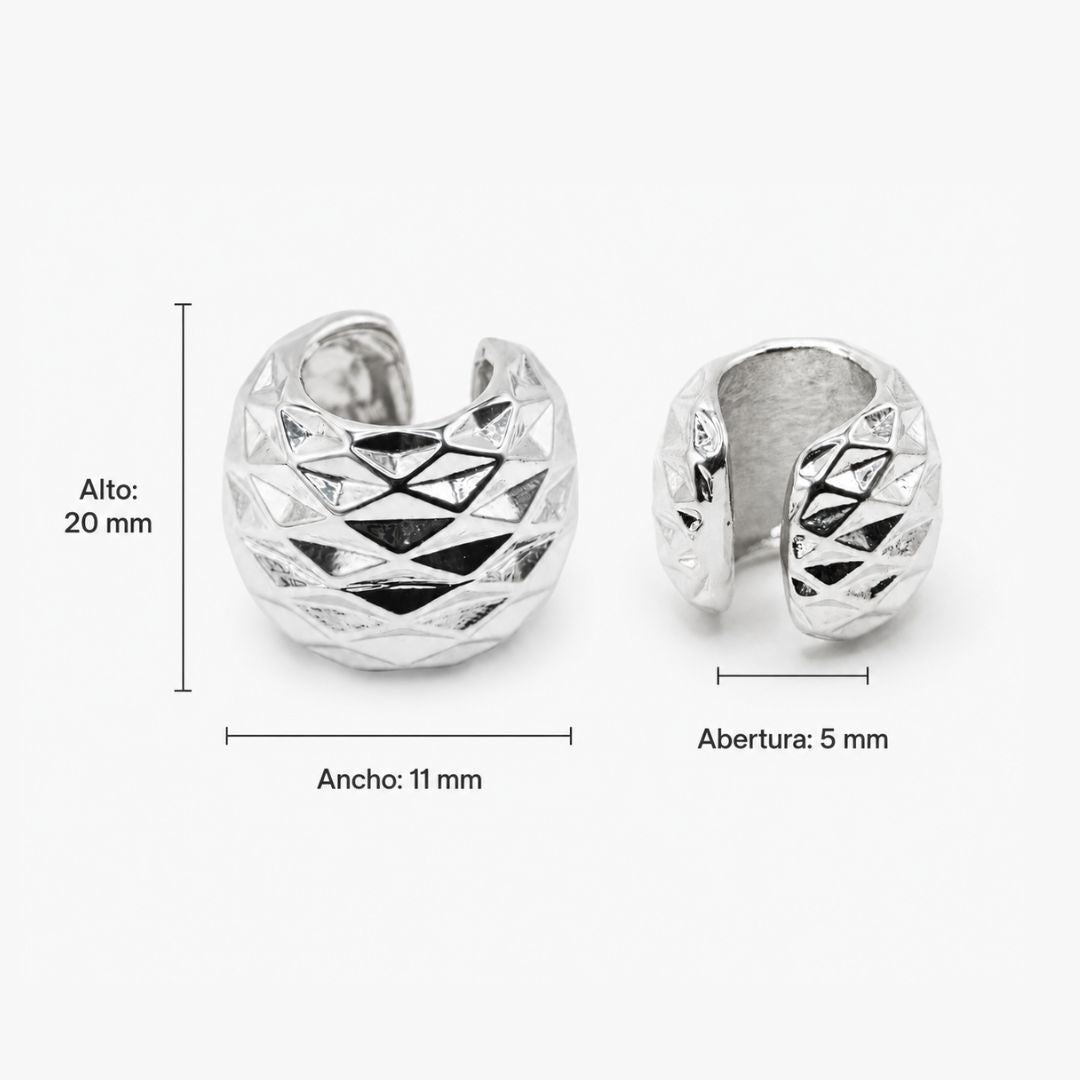 Ear Cuff Plateado Geométrico