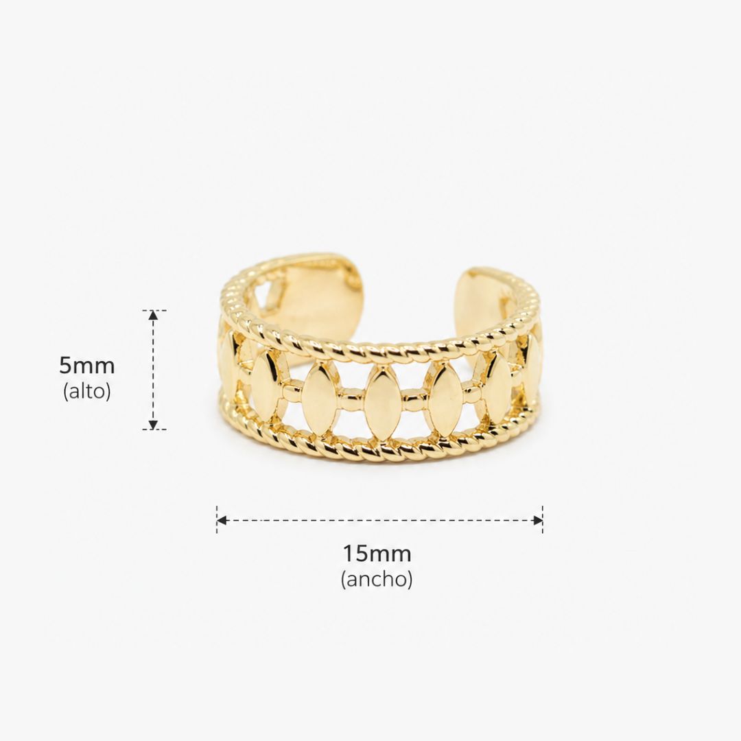 Ear Cuff Calado Eslabón Oval Baño de Oro 18K