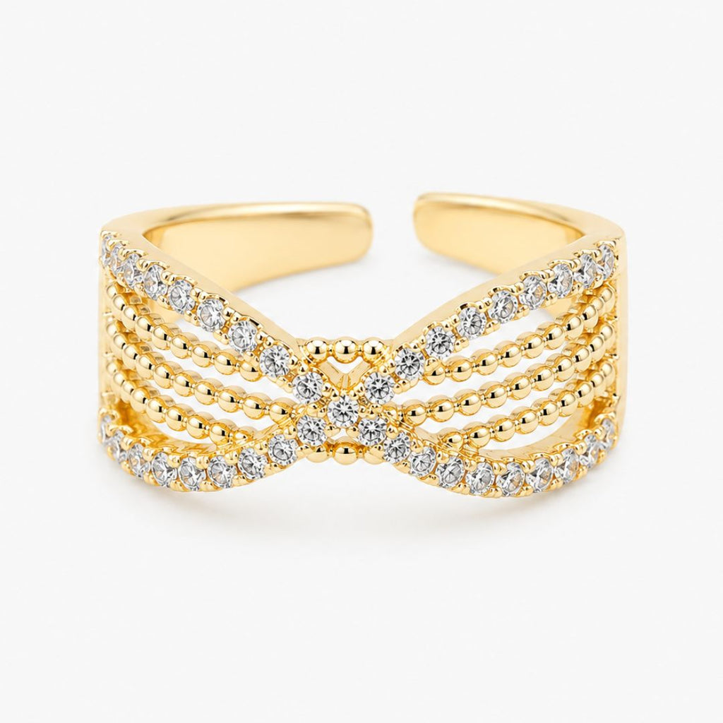 Anillo Ajustable Infinito Pavé Baño de Oro 24K