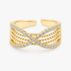 Anillo Ajustable Infinito Pavé Baño de Oro 24K