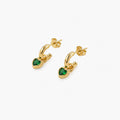 Argollas doradas bañadas en oro 18K con corazón verde