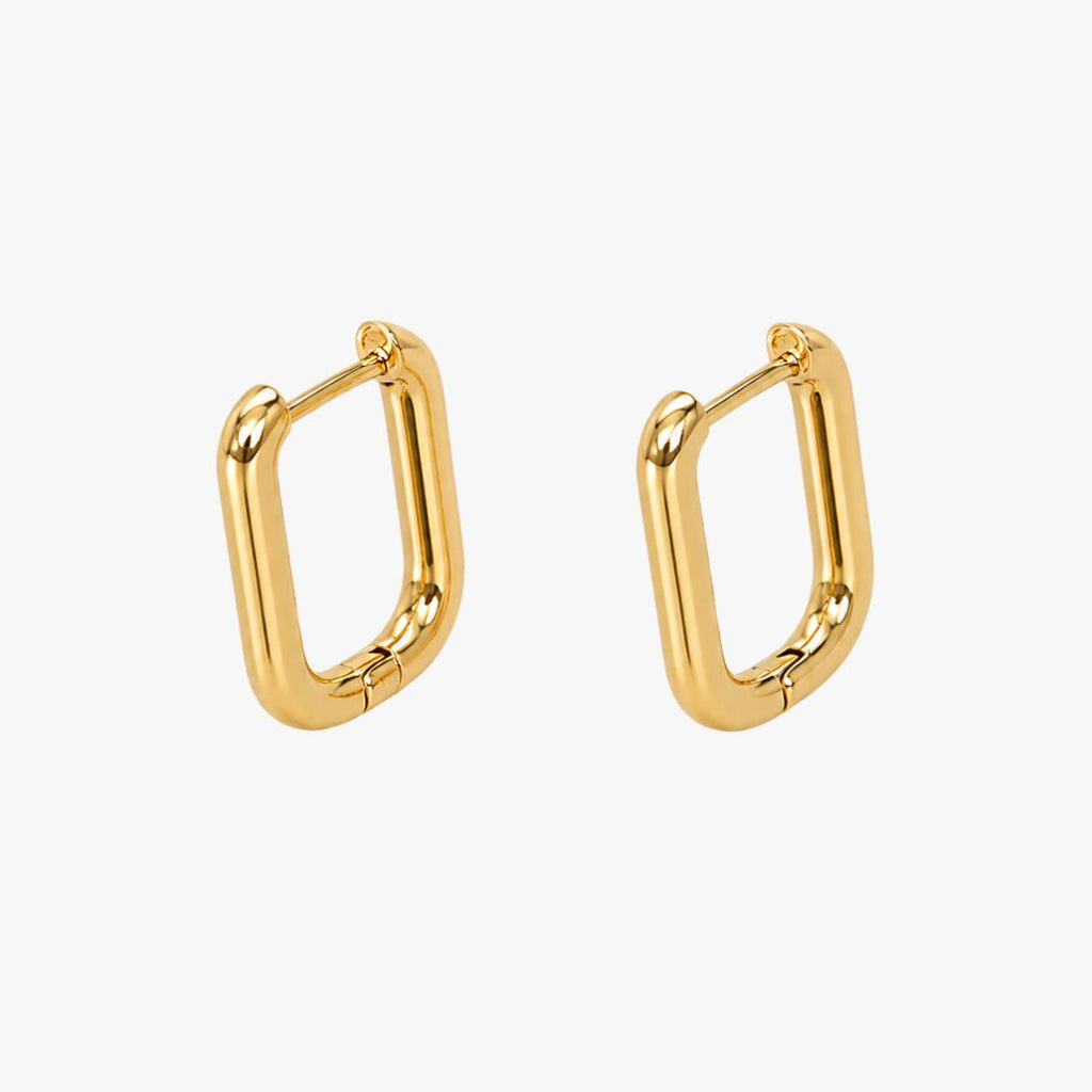 Argollas rectangulares doradas bañadas en oro 18K