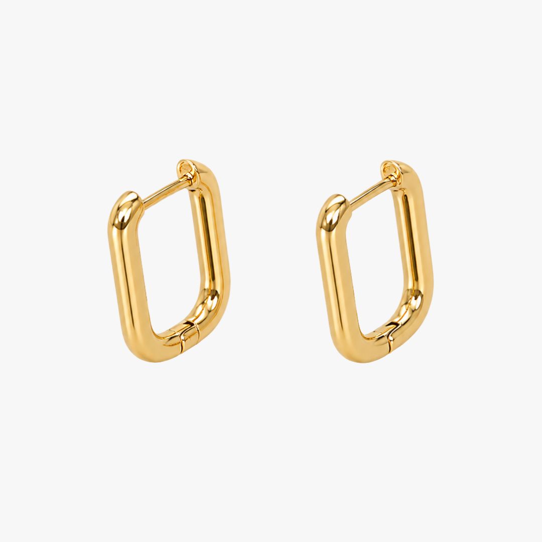 Argollas rectangulares doradas bañadas en oro 18K