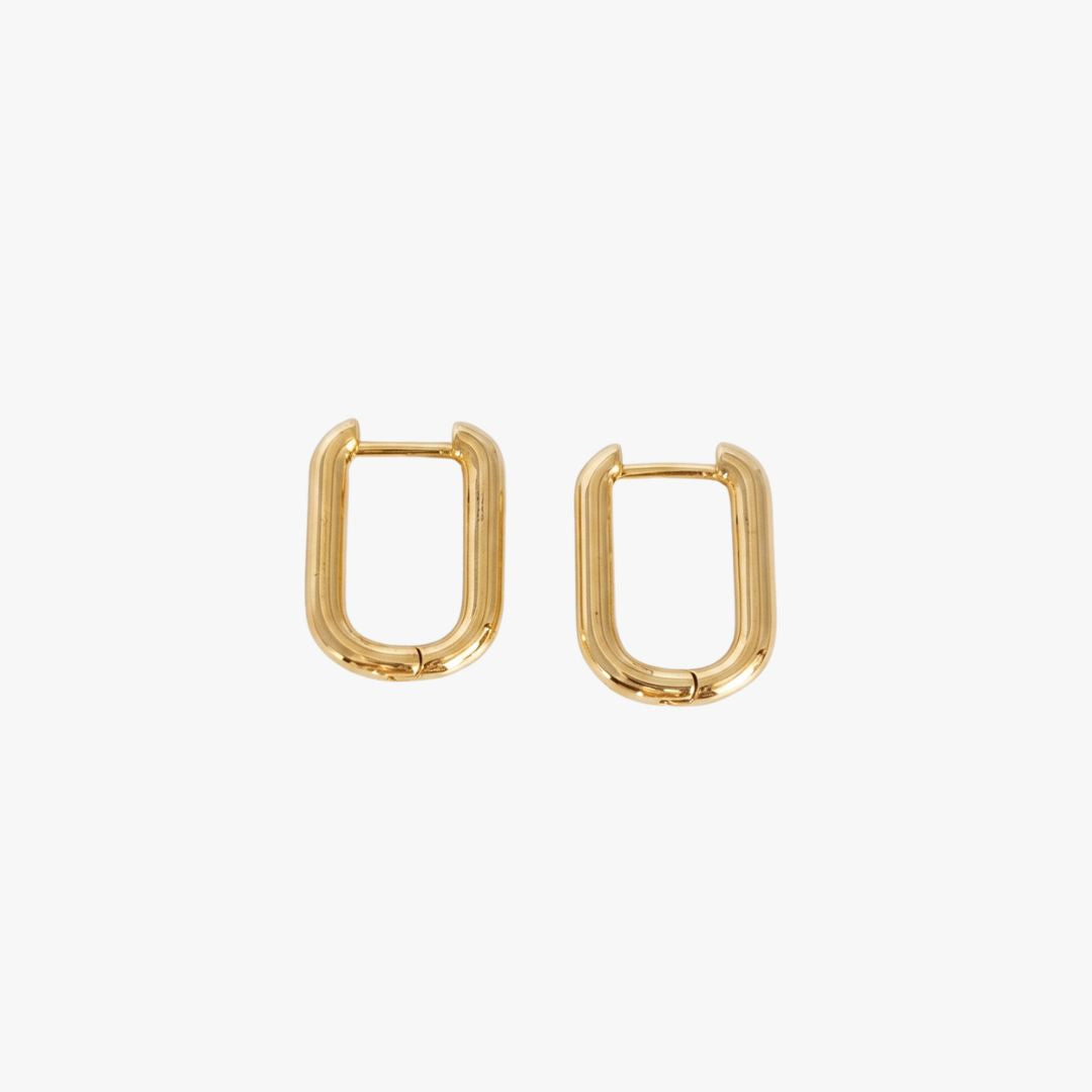 Argollas rectangulares doradas bañadas en oro 18K