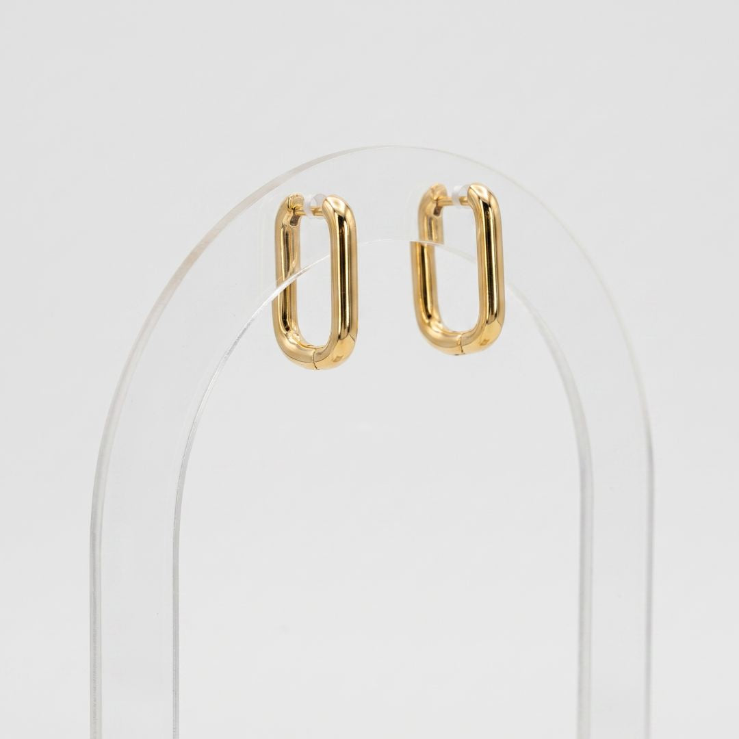 Argollas rectangulares doradas bañadas en oro 18K