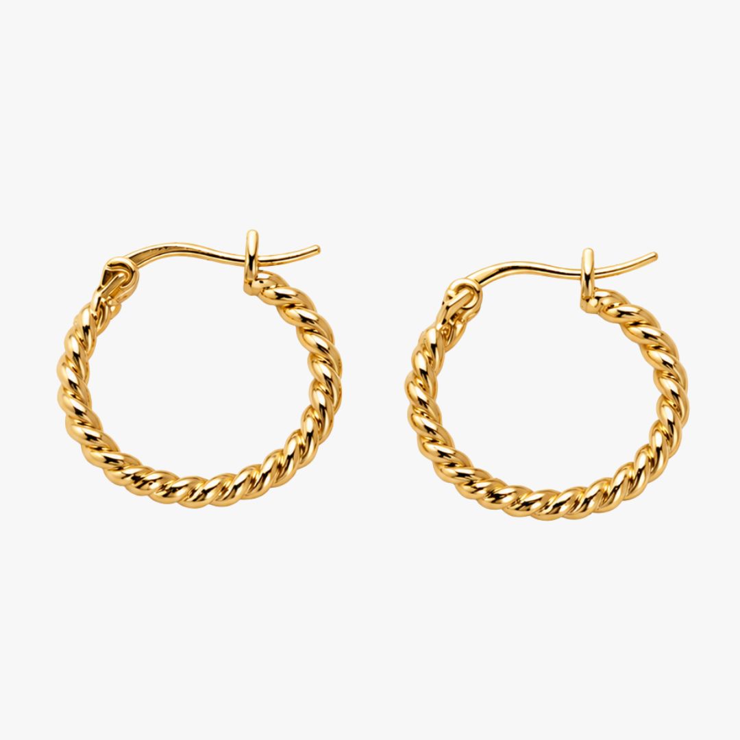 Argollas trenzadas doradas bañadas en oro 18K