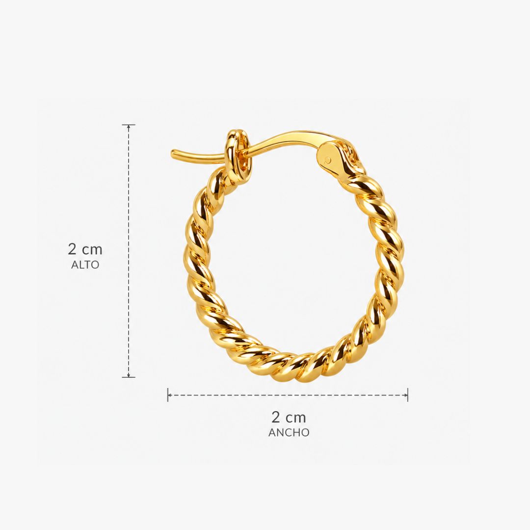Argollas trenzadas doradas bañadas en oro 18K