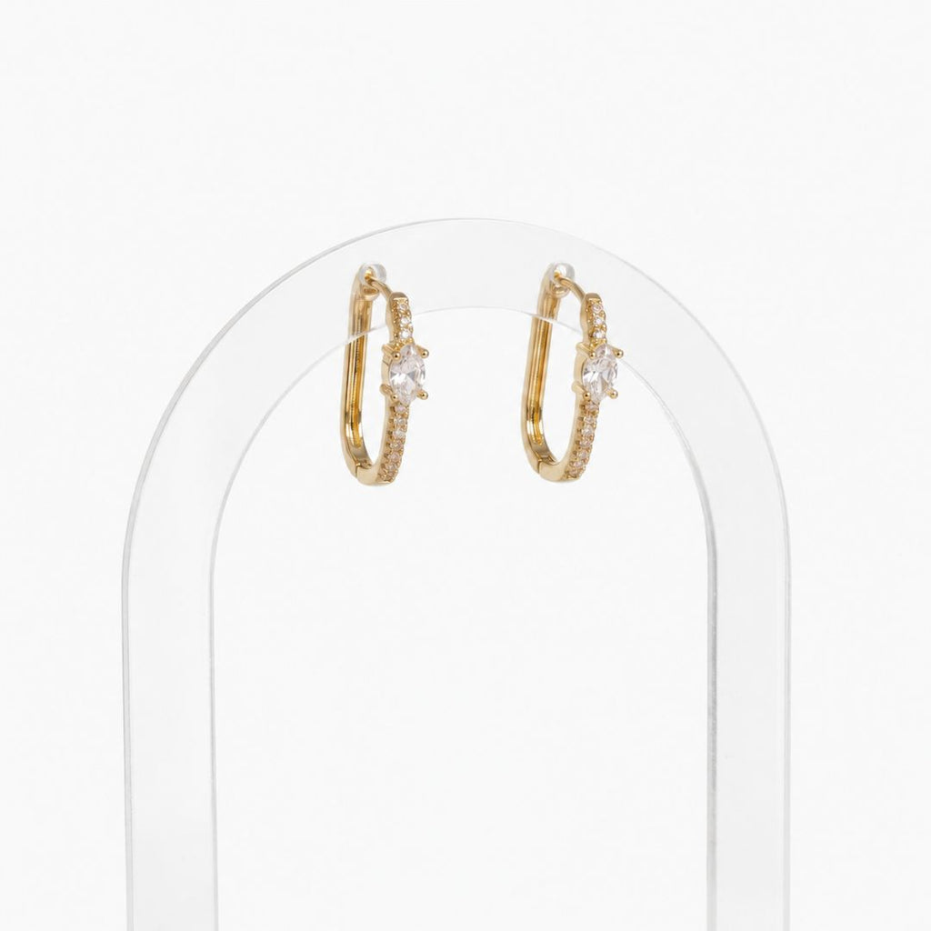 Argollas Elena doradas 18K con circones