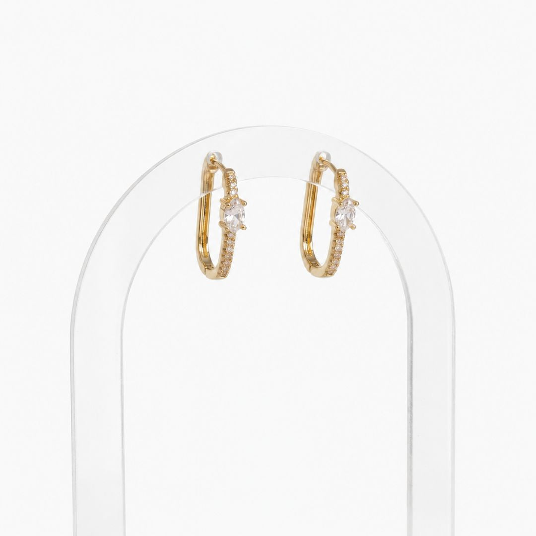 Argollas Elena doradas 18K con circones