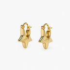 Argollas estrella dorada Baño de oro 18K