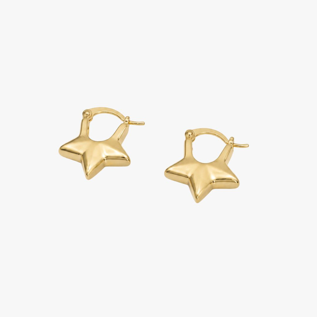 Argollas estrella dorada Baño de oro 18K