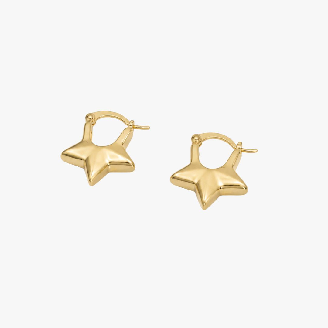Argollas estrella dorada Baño de oro 18K
