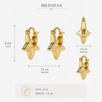 Argollas estrella dorada Baño de oro 18K