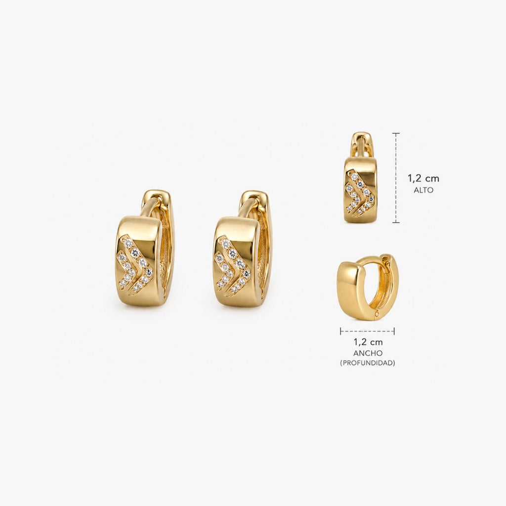 Argollas Siena doradas, Baño de oro 24K con circones