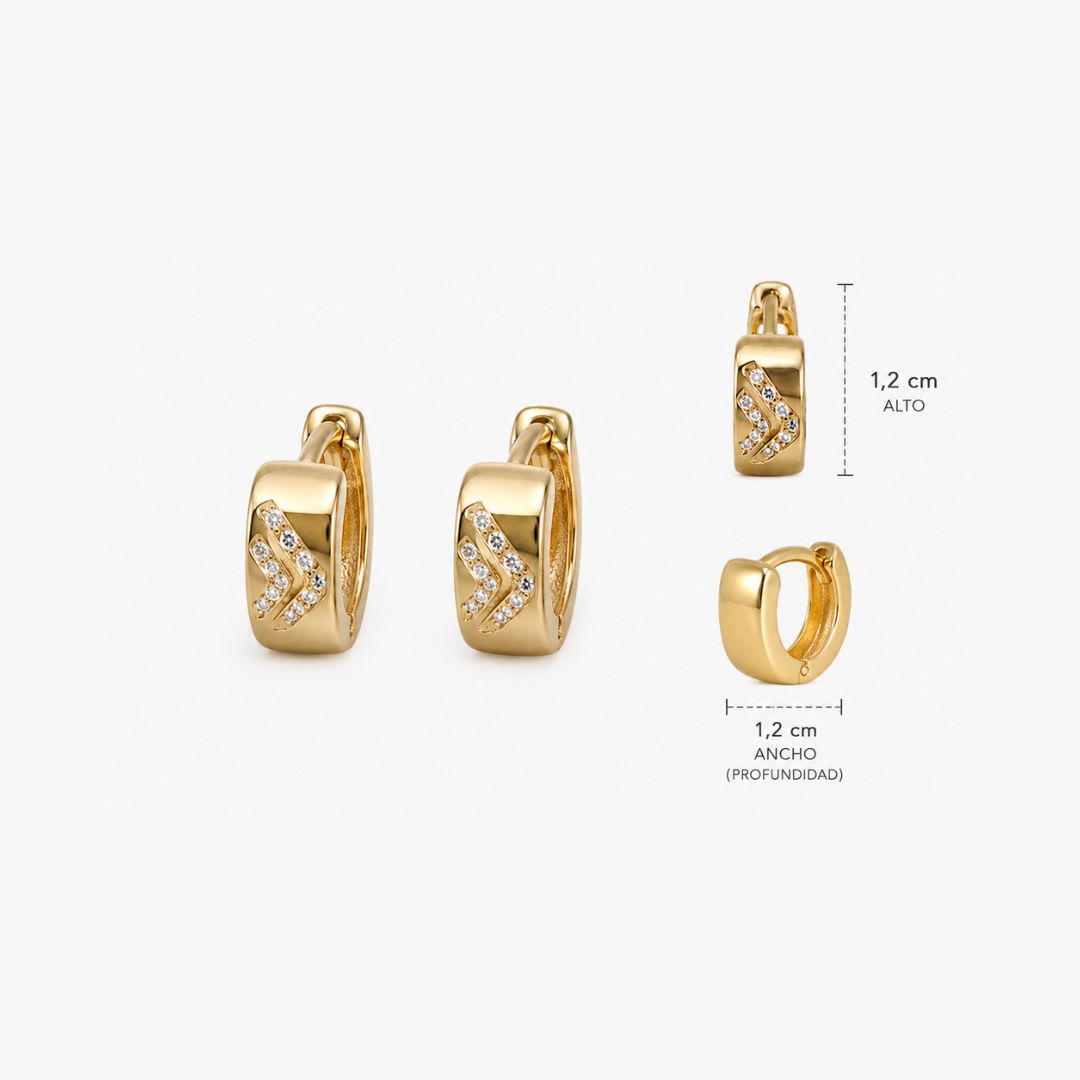 Argollas Siena doradas, Baño de oro 24K con circones